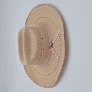 Tony Lama Tan and Pink Women's Pinta Palm Cowboy Western Hat Natural Pink